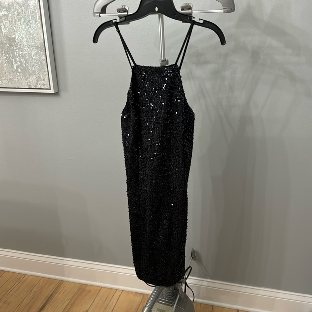 NWT Express mini sequin black dress size M